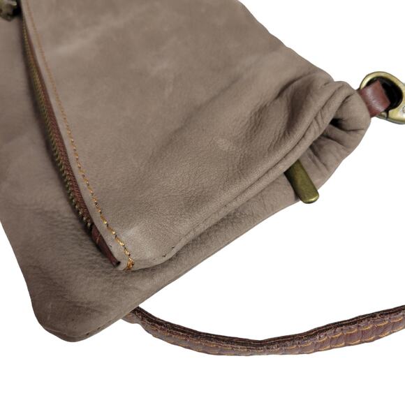 Toscana Convertible Bag Brown Foldover Crossbody Leather Minimalist Clutch Pouch - Picture 11 of 14